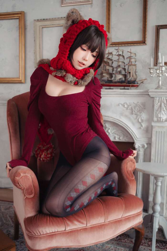 ElyEE子 – 红色 KNITTING [52P110MB]